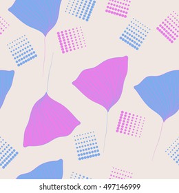  Seamless pattern of  leaves,  halftone.