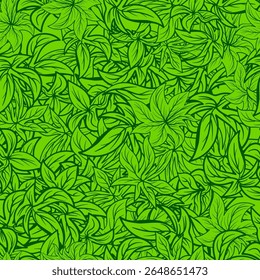 Seamless pattern with leaves. Hand drawn background. Vector illustration.
