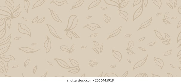 Patrón sin fisuras con hojas. Dibujado a mano doodle Ilustración vectorial.