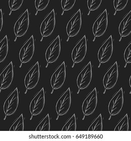 Seamless Pattern Of  Leaves Hand Drawn Sketch Outline