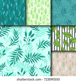 Seamless pattern with leaves hand drawn style vector illustration nature design floral summer plant textile.