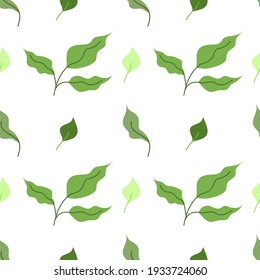 Seamless pattern with leaves. Hand-drawn, abstract pattern. Spring, gifts and gifts wrapping paper, For textiles, packaging; fabric, wallpaper.
