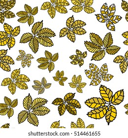 Seamless pattern with leaves. Hand-drawn vector illustration style doodles, zenart. For covers, placards, posters, flyers and banner designs. Printing onto fabric or paper.