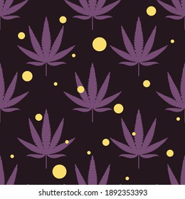 Nahtloses Muster mit Blättern des Hanfblattes Marijuana. Cannabis-Pflanzenhintergrund. Vektorgrafik