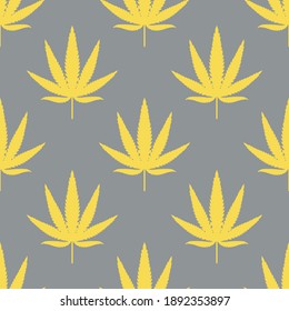 Seamless pattern with leaves of hemp Marijuana leaf. Cannabis plant background. Vector illustration