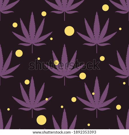 Seamless pattern with leaves of hemp Marijuana leaf. Cannabis plant background. Vector illustration