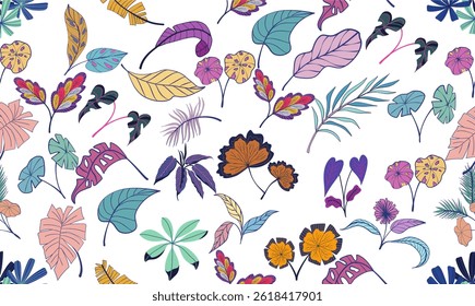 Seamless pattern of leaves illustration textile 