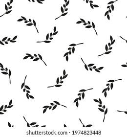 Seamless pattern with leaves isolated on white background. Abstract modern texture print for fabric, wrapping, textile ets