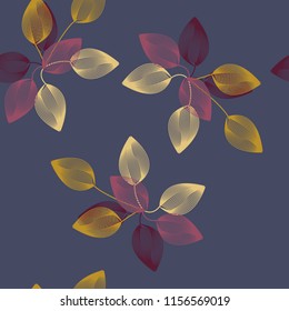 Patrón transparente con hojas. Línea de fondo floral artesanal para imprimir en tela, ropa, tejidos para el hogar, papel pintado, envoltura de regalo.