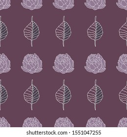 seamless pattern with leaves and lotus flowers