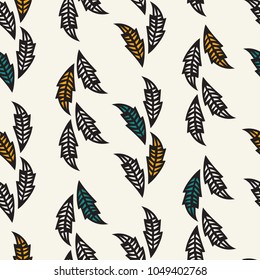 Seamless pattern with leaves.  Modern design for fabric and paper, web page background, surface textures.
