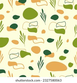 Patrón inmaculado con hojas y diseño minimalista moderno. Vector para fondo de verano, fondo de pantalla, tela, fondo, marcos de imagen, página web.