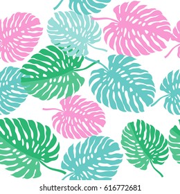 seamless pattern leaves monstera