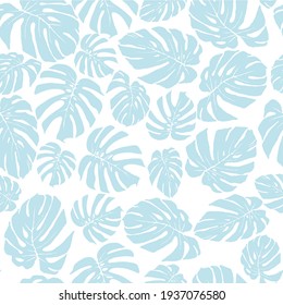 Patrón sin foco con hojas de Monstera. Decorativo, abstracto. Idóneo para cortinas, papel pintado, telas, baldosas, papel para envolver.