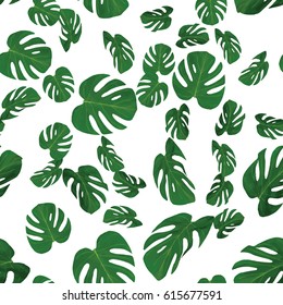 Seamless pattern of leaves monstera. Tropical leaves . Vector background. Color trends.