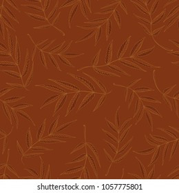 Seamless pattern from leaves of mountain ash in brown tones