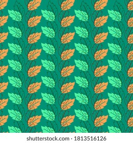 seamless pattern leaves natural background. vector illustration seamless textile template