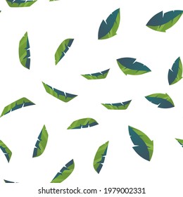 Seamless pattern from leaves of natural branches, green leaves, herbs, tropical plants. Good for backgrounds, prints, apparel and textiles.