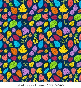 Seamless pattern with leaves. Natural summer background. Vector illustration.