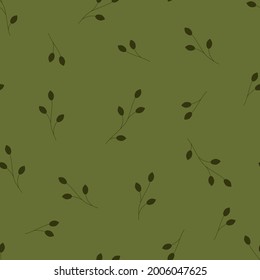 Seamless pattern with leaves in nature green colors. Vintage Pattern. Vector illustration. Use for wallpaper, fabric, print packaging paper, textiles.