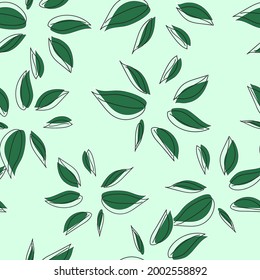 Seamless pattern leaves in nature style green for background and wallpaper