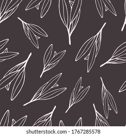 seamless pattern from leaves of the olive tree.handmade vector pattern for Wallpaper, textiles, cosmetics design, Italian cuisine