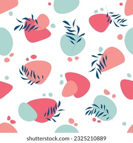 Seamless pattern with leaves on a abstract background. Vector illustration