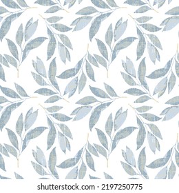 Seamless pattern with leaves on blue background. Vector illustration.
Seamless vector floral pattern. Delicate subtle botanical background