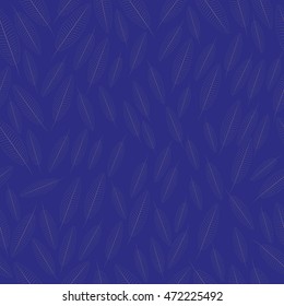 Seamless pattern with leaves on a blue background.