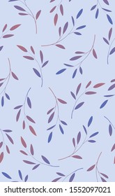 Seamless pattern of leaves on a branch. Vector illustration.