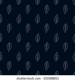 Seamless pattern of leaves on a dark background. Texture design Wallpaper, wrap, wrapper, printing fabric, paper, linen.