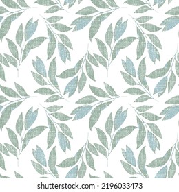 Seamless pattern with leaves on green with blue background. Vector illustration.
Seamless vector floral pattern. Delicate subtle botanical background