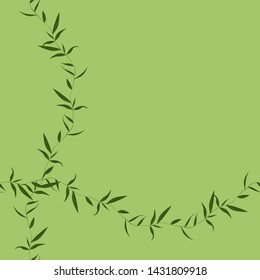 Seamless pattern with leaves on light green background. Vector illustration. Art sketch.