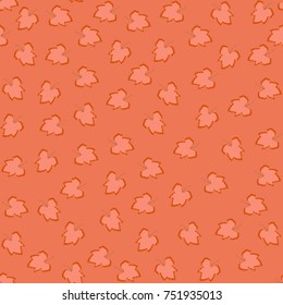 Seamless pattern leaves on an orange background