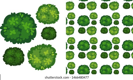 Seamless pattern of leaves on white  illustration