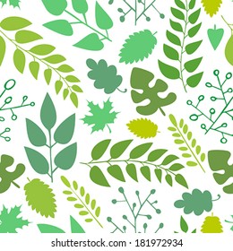 Seamless pattern with leaves on a white background