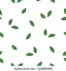 Seamless pattern with leaves on a white background. Vector illustration simple hand drawn flat style calm Neutral natural