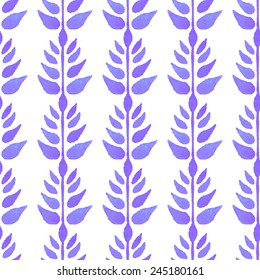 Seamless pattern with leaves on a white background. Watercolor illustrations. Vector.