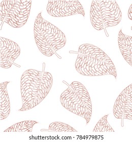 
Seamless pattern with leaves on white background hand drawing vector illustration