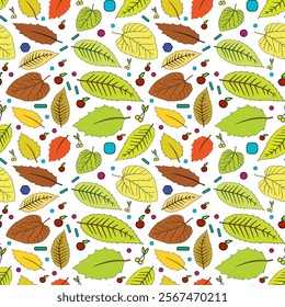 Seamless pattern of leaves. Original background for your design. Vector illustration.