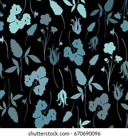 Seamless pattern with leaves and petals.