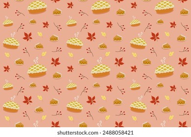 Patrón sin costuras con hojas, pastel aislado. Adorno de temporada. La textura sin fin se puede utilizar para el Diseño web, la impresión en tela y papel o scrapbooking.