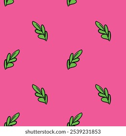 Patrón sin fisuras hojas de fondo rosa Dibujado a mano Ilustración vectorial de verano de impresión de primavera