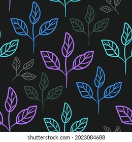 Seamless pattern leaves plant. Floral motif nature abstract print. Modern background. Vector illustration.