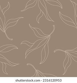 Seamless pattern of leaves and plants. Simple background for prints, textures, textile wallpapers and creative design