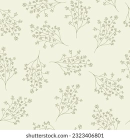 Seamless pattern of leaves and plants. Simple background for prints, textures, textile wallpapers and creative design