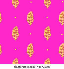 Seamless pattern with leaves and points. Vector background