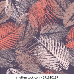 Seamless pattern with leaves prints.