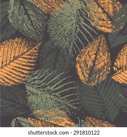 Seamless pattern with leaves prints.