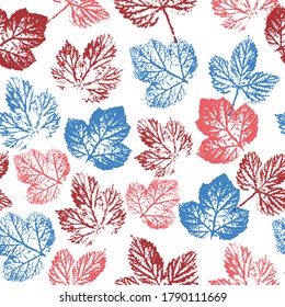 seamless pattern of leaves prints in color of autumn leaves on a white background Colored art vector autumn leaves pattern. digital drawing and watercolor texture.